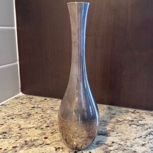 Vintage Weighted Silver-Plated Metal 7” Bud Vase - Made in Hong Kong